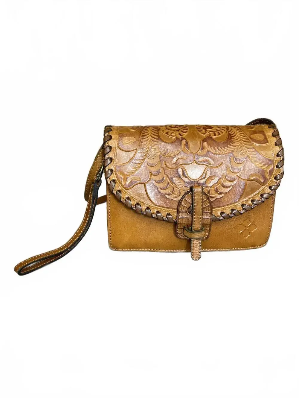 Patricia Nash Lanza Crossbody organizer bag in burnished tooled leather